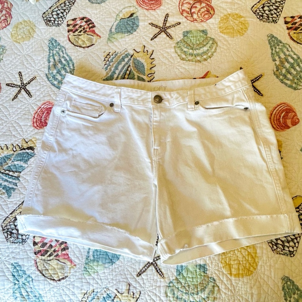 Loft Denim Frayed Hem Shorts